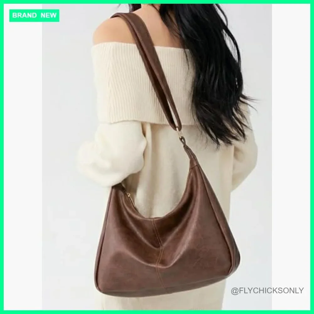Soft Vegan Leather Hobo Bag Adjustable Strap Crossbody Tote Multi Pocket